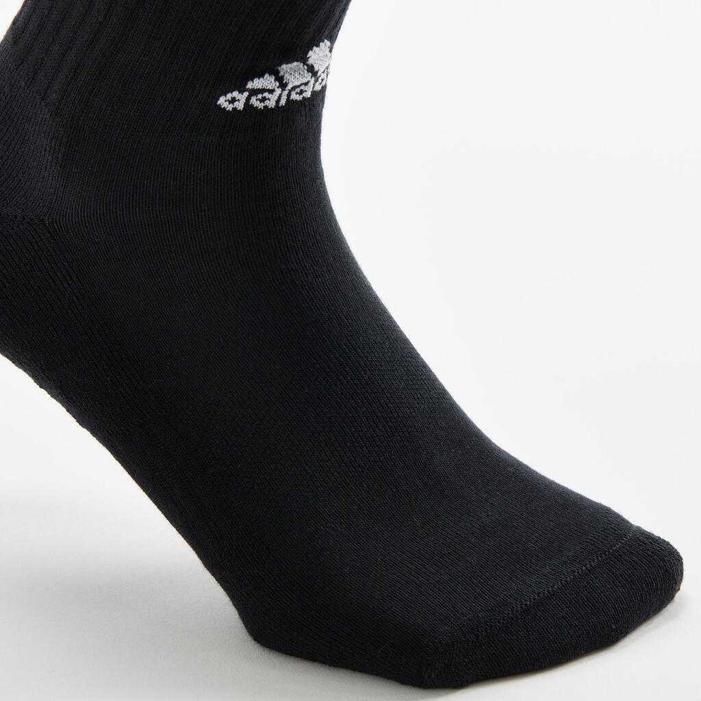 Tennissocken High 3er-Pack - ADIDAS 3-Streifen schwarz/weiss/grau 